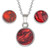 Paua Shell Red round earring and necklace set