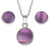 Paua Shell Light purple round earring and necklace set