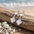 White mother of pearl shell quatrefoil earrings