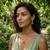 Green mother of pearl shell quatrefoil earring and necklace set