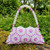 Hand Crafted White & Pink  Hex Flowers Small Hand Bag