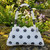 Hand Crafted White & Black Flowers Large Hand Bag