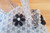 Hand Crafted White & Black Flowers Large Hand Bag