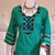 Pastel Green and Dark Blue Monipuri Salwar Kameez - XXLarge