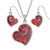 Tide Jewellery inlaid red Paua shell heart swirl pendant and earring set