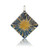 Hand Painted Blue Glass Diamond Gold Splash Pendant Necklace & Earring Set