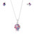 925 Silver Pendant & Earring Set - Purple Haze Real Flower - Round