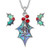 Tide Jewellery inlaid blue Paua shell  Holly leaf  pendant and earring set