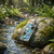 Tide Jewellery inlaid blue Paua shell  curved geometric shapes Pendent