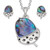 Tide Jewellery inlaid blue Paua shell  Acorn  pendant and earring set