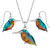 Tide Jewellery inlaid Paua shell Kingfisher pendant and earring set
