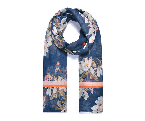 Blue Floral Print Scarf