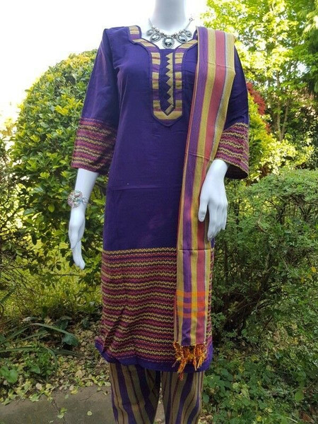 Dark Purple Monipuri Salwar Kameez - XLarge