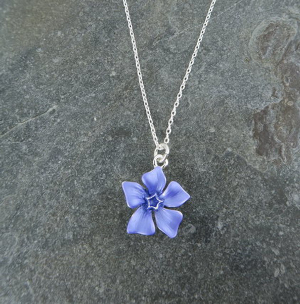 Silver Plated Dainty Periwinkle Flower Pendant with Gift Box