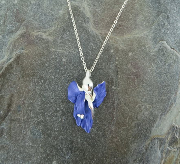 Silver Plated Iris Pendant with Gift Box