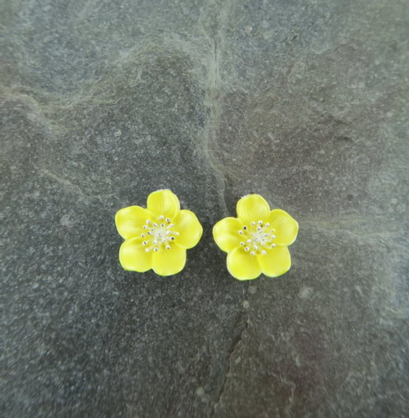 Silver Plated Buttercup Stud Earring