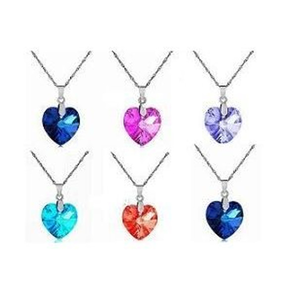 Ladies Heart Pendant Romantic Crystal Necklace