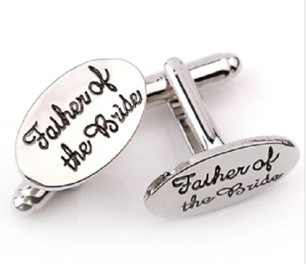 Father of the Bride' Silver Plated French Shirt Cuff Links