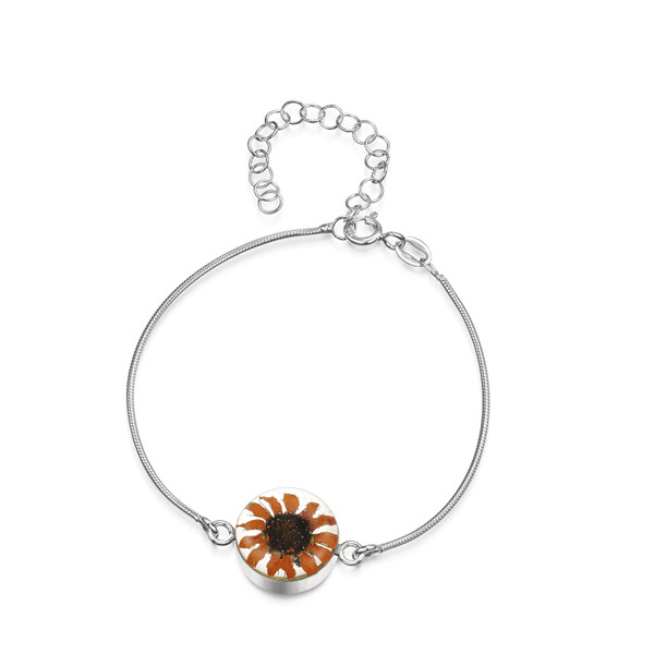 925 Silver snake bracelet - Round link - Sunflower