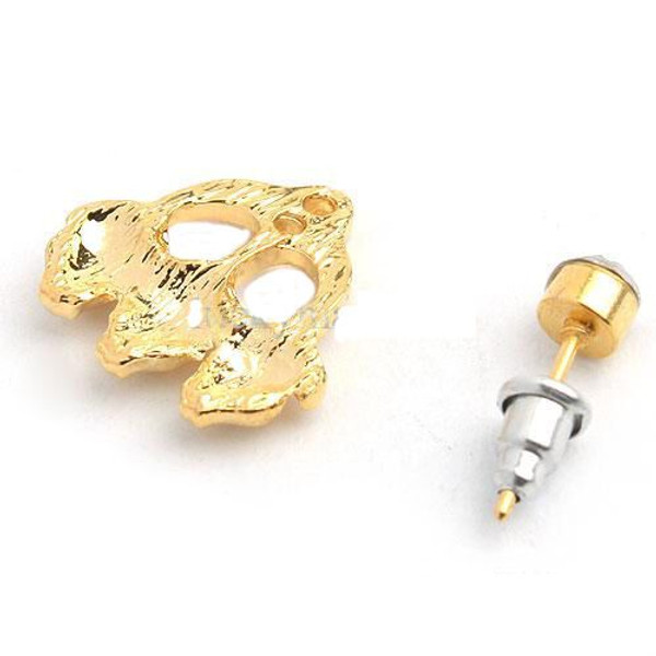 Ladies Ear Cuff Stud Earrings Pentagram Gold Three Buds Jewelry (JW2030) with gift box