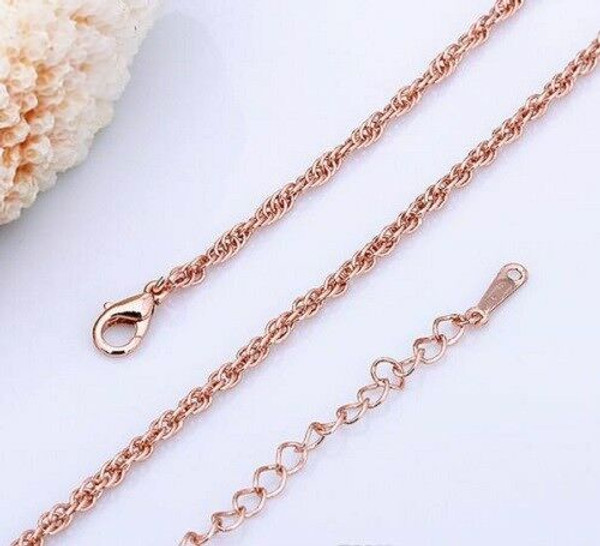 Rose Gold Plated Twist Rope Chain 1.5MM 26'' Chain with gift box