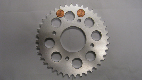 Rear Drive Sprocket, Pennies are covering the number of teeth of the "pictured" sprocket. Since this is a MULTIPLE sprocket listing we were trying not to confuse anyone.