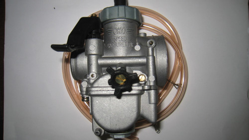 OKO 26mm Performance Carb – Less expensive than the VM26 but also performs very well, is reliable, and easy to tune.  We also carry a nice variety of main and pilot jets for almost any tuning scenario.

NOTE : This carb will not work with the stock intake manifold on most models.  You will need the correct intake manifold available in this section.  If you already have an aftermarket intake that worked with a VM26 or Keihin PE26, this carb will work with that intake as well.