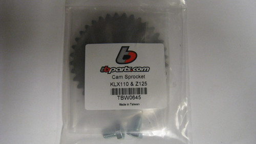TBW0645
2010 & Up Cam Sprocket – This cam sprocket allows the use of any of our KLX110 V2 Race Head kits below on the 2010 and up models. So, if you have a 2010 or newer KLX110 and want to purchase one of our V2 Race Heads kits, just add this item to your order and you will be set.