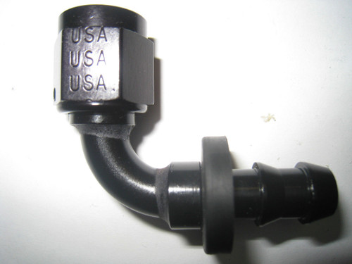 Fitting, XRP, Push Lock, 6AN x 90 Degree, Hose End Black, 239006-BB