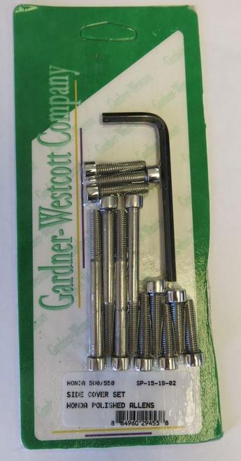 Honda 500/550, Side Cover Polished SS Bolt Set, Gardner Westcott, SP15-19-02