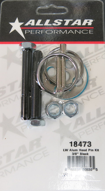 Hood Pin Kit, Allstar Aluminum 3/8 x 2.5", 18473, Black Andrews Motorsports, Legends Race Car