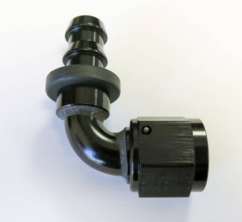 Fitting,  XRP, Push Lock, 8AN x 90 Degree, Hose End Black, 239008-BB