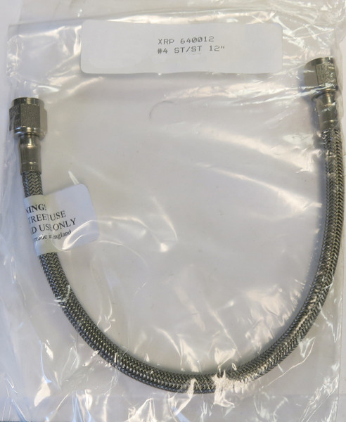 Stainless Braided Line #4 x 12" Straight / Female Both Ends 640012XRP