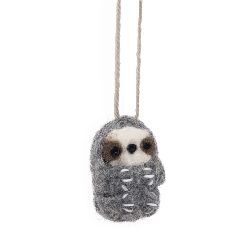 Wool Felted Sloth Ornament 