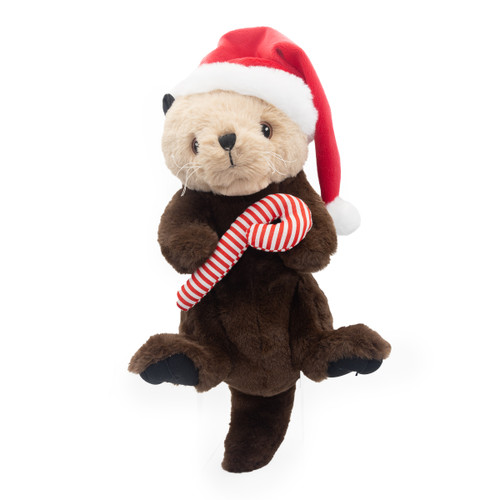 Stuffy Sea Otter with Candy Cane and Hat