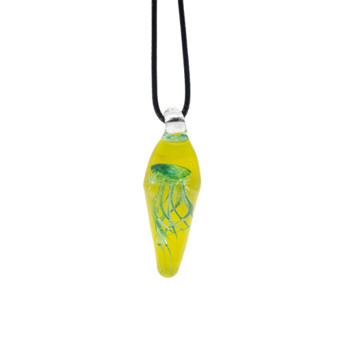Glass Jelly Necklace Green and Yellow