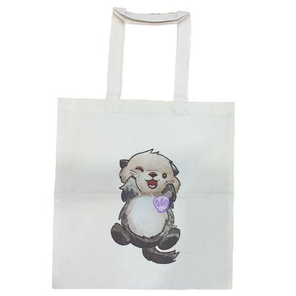 Cotton tote bag with cute sea otter picture