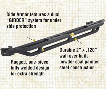 Smittybilt SRC Textured Side Armor Steps for 2007-2018 Wrangler JK