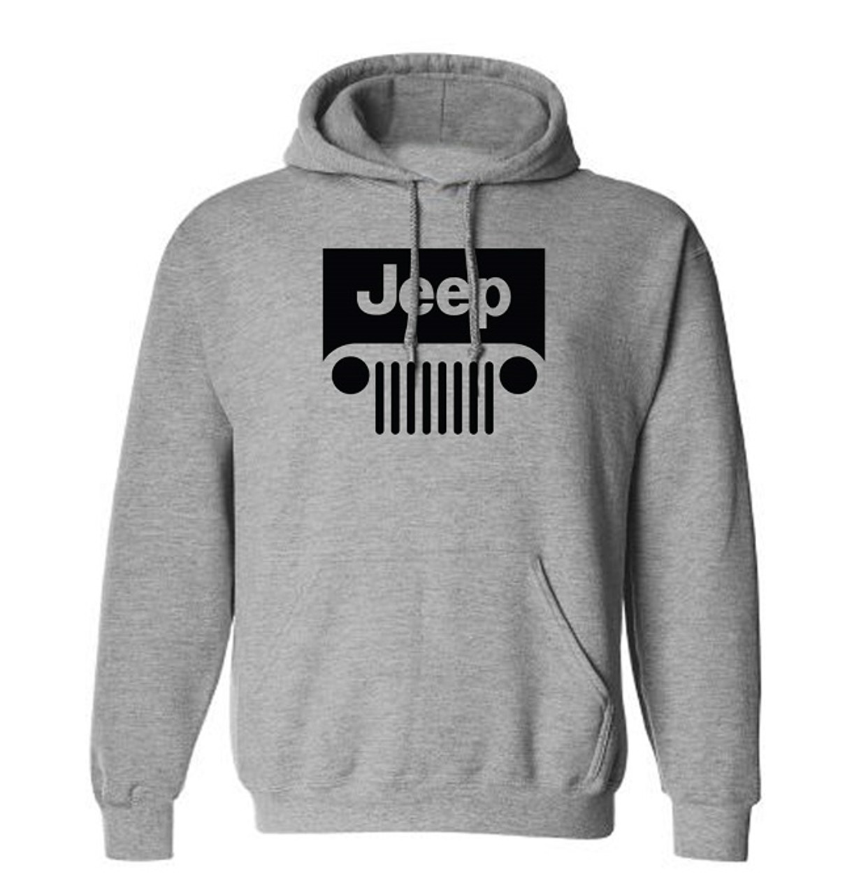 ★JEEP★ PeakLogo Overfit Sweatshirt Jeep Grill Gray Hoodie - JustForJeeps.com