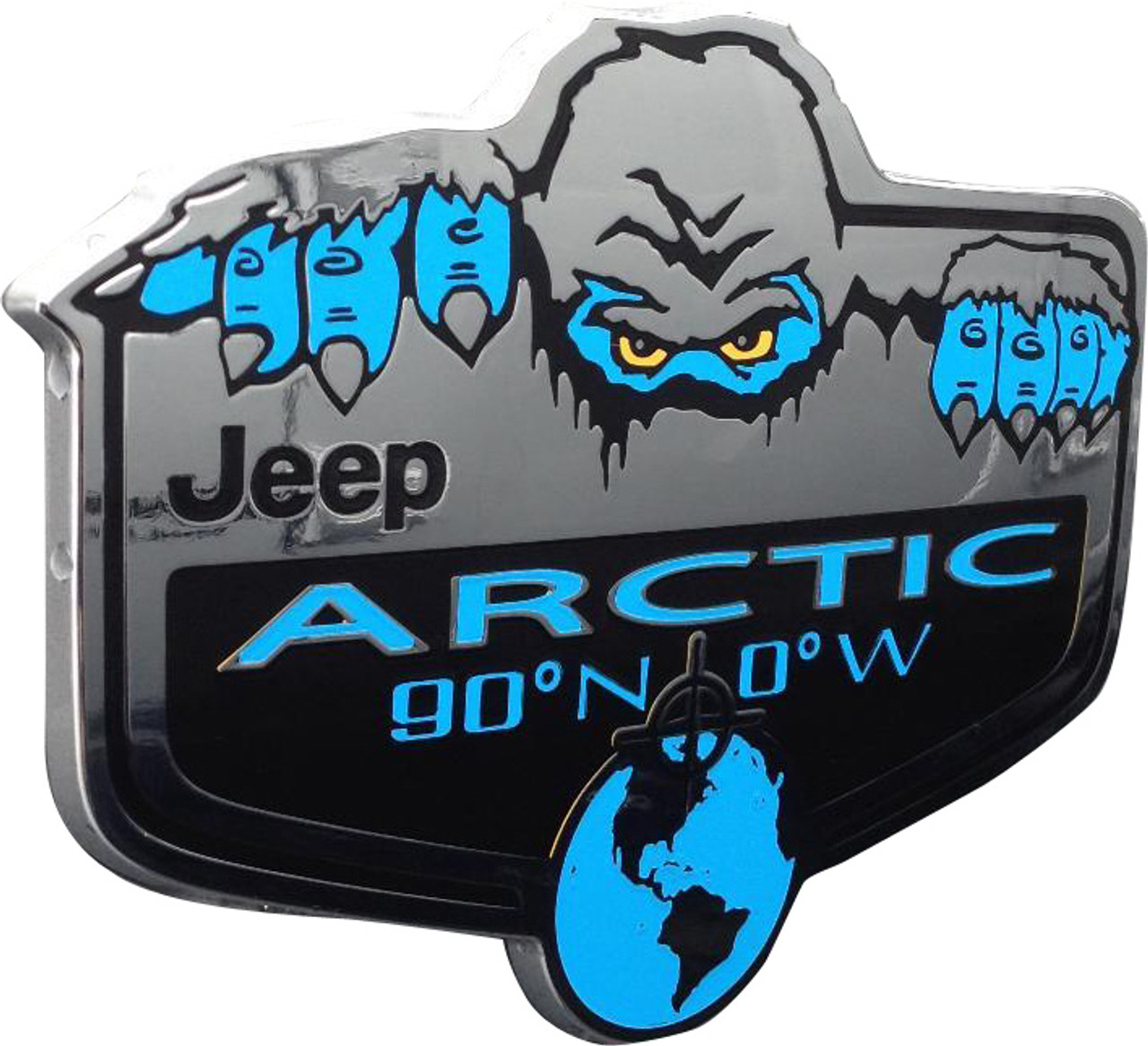 Jeep Wrangler Arctic Edition fender badge, A yeti peeking o…