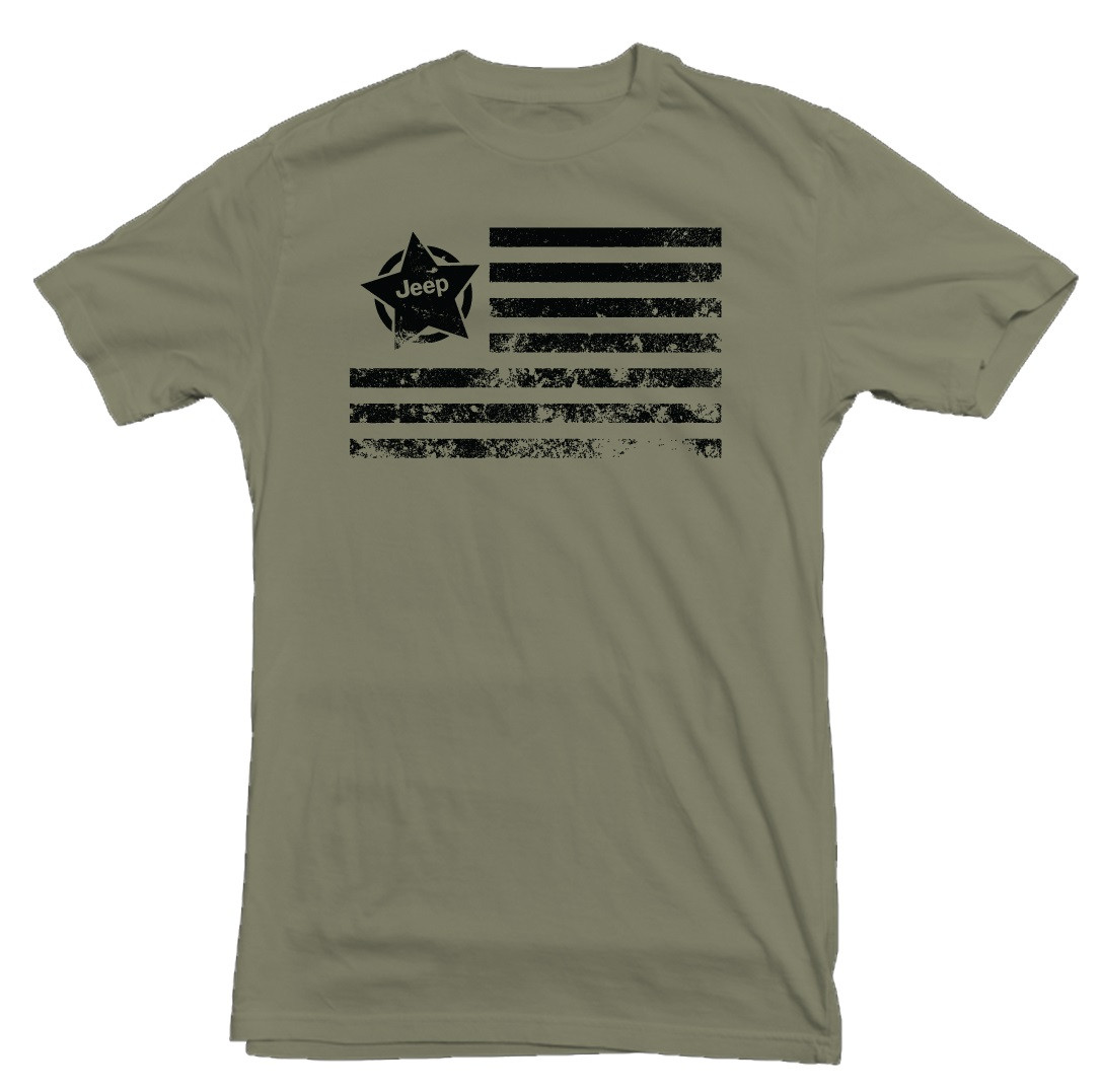 Jeep Star Flag Military Green T-Shirt 