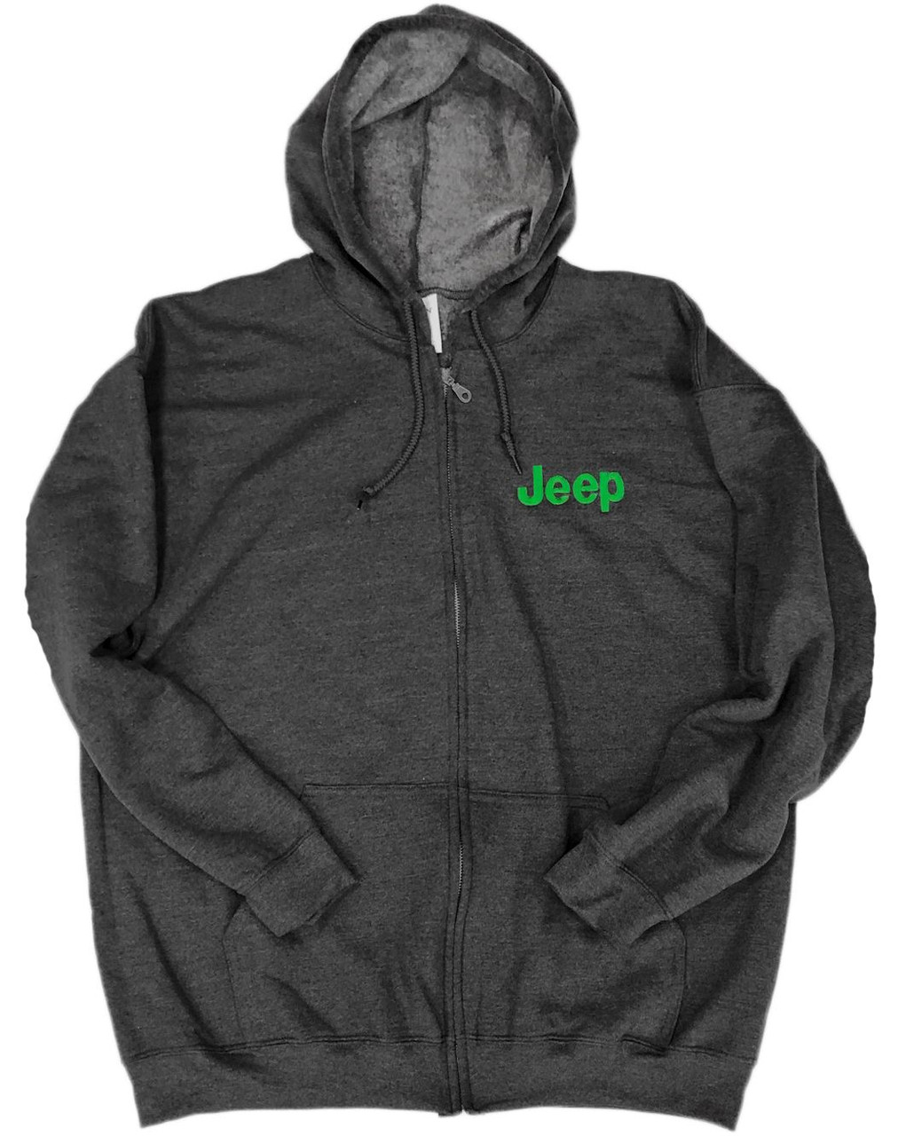 Jeep Logo Zip Up Hoodie with Green Logo - JustForJeeps.com