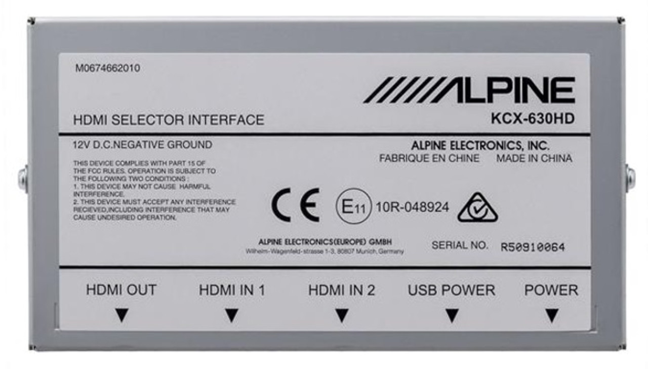 Alpine KCX-630HD HDMI Selector Interface