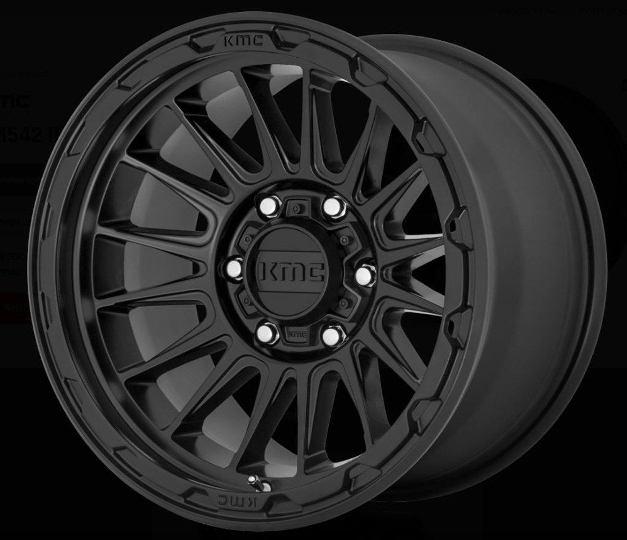 KMC Wheels KM542 Impact Wheel in Satin Black for 2007-2018 Wrangler JK,  2018-2021 Wrangler JL, and 2020 Gladiator JT 