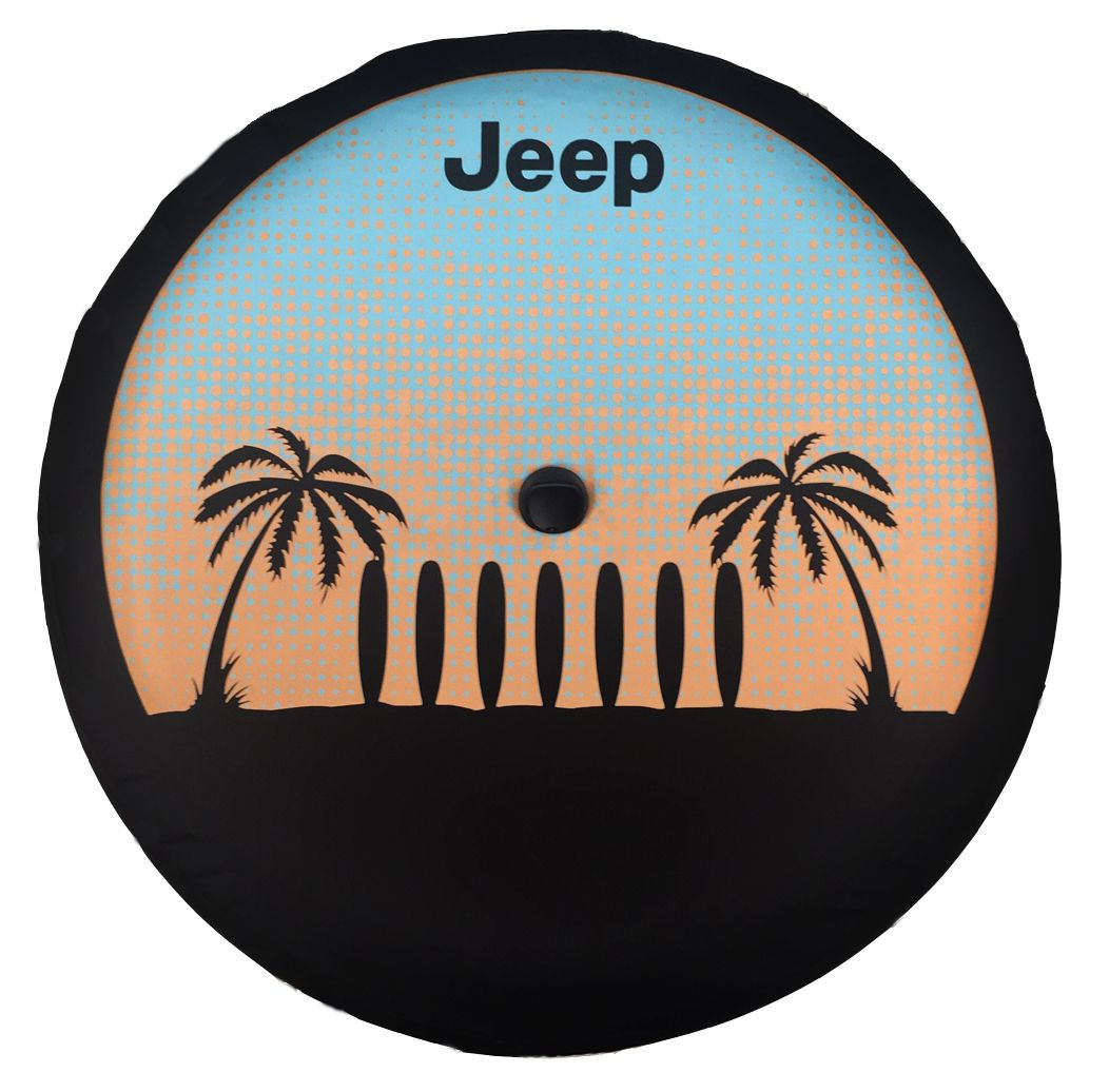 Mopar Surf & Palm Tree Tire Cover for 2018-2025 Jeep Wrangler