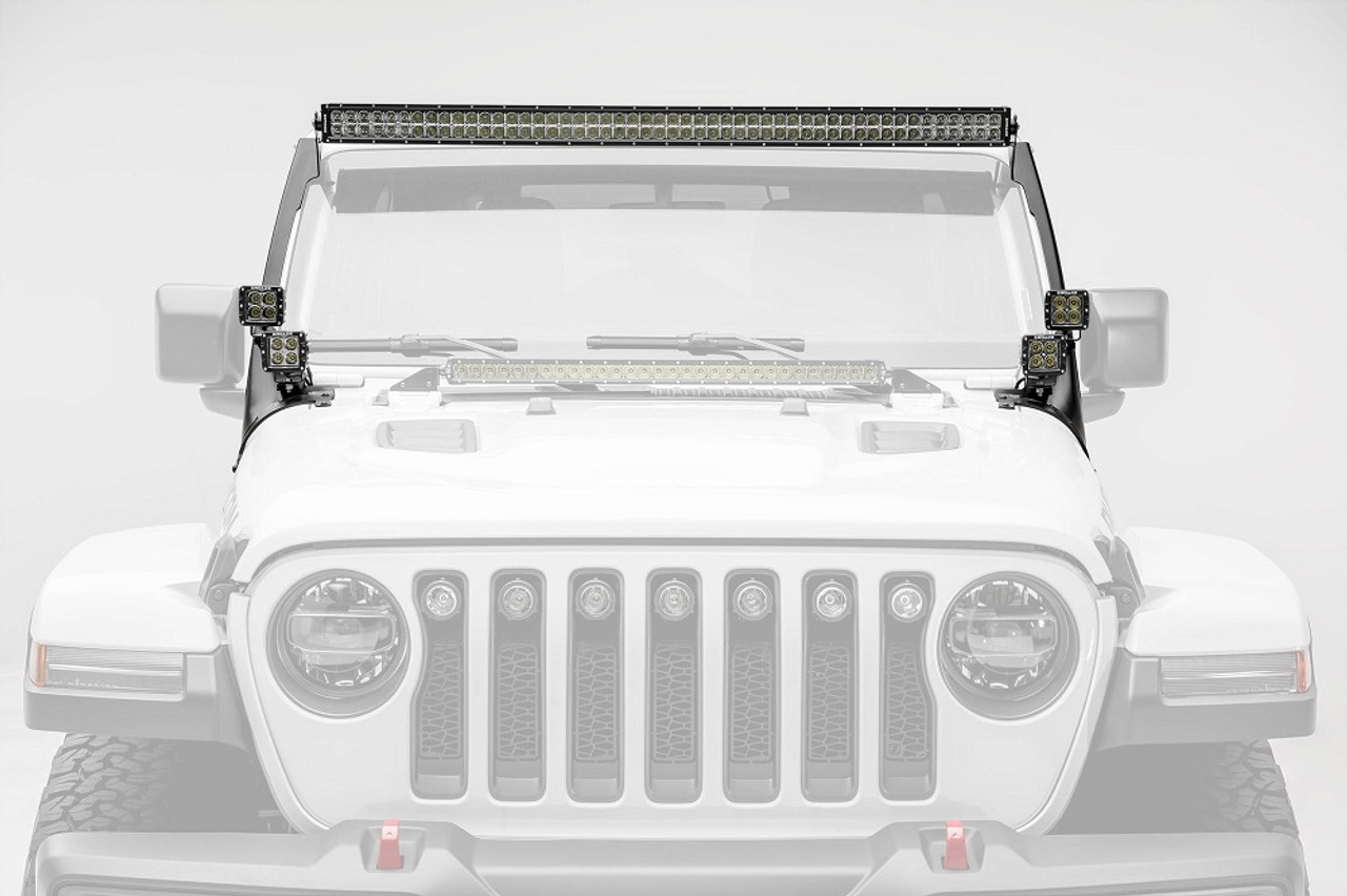 52 Light Bar Hood Mount Kit For 2018-2023 Jeep Wrangler JL Gladiator