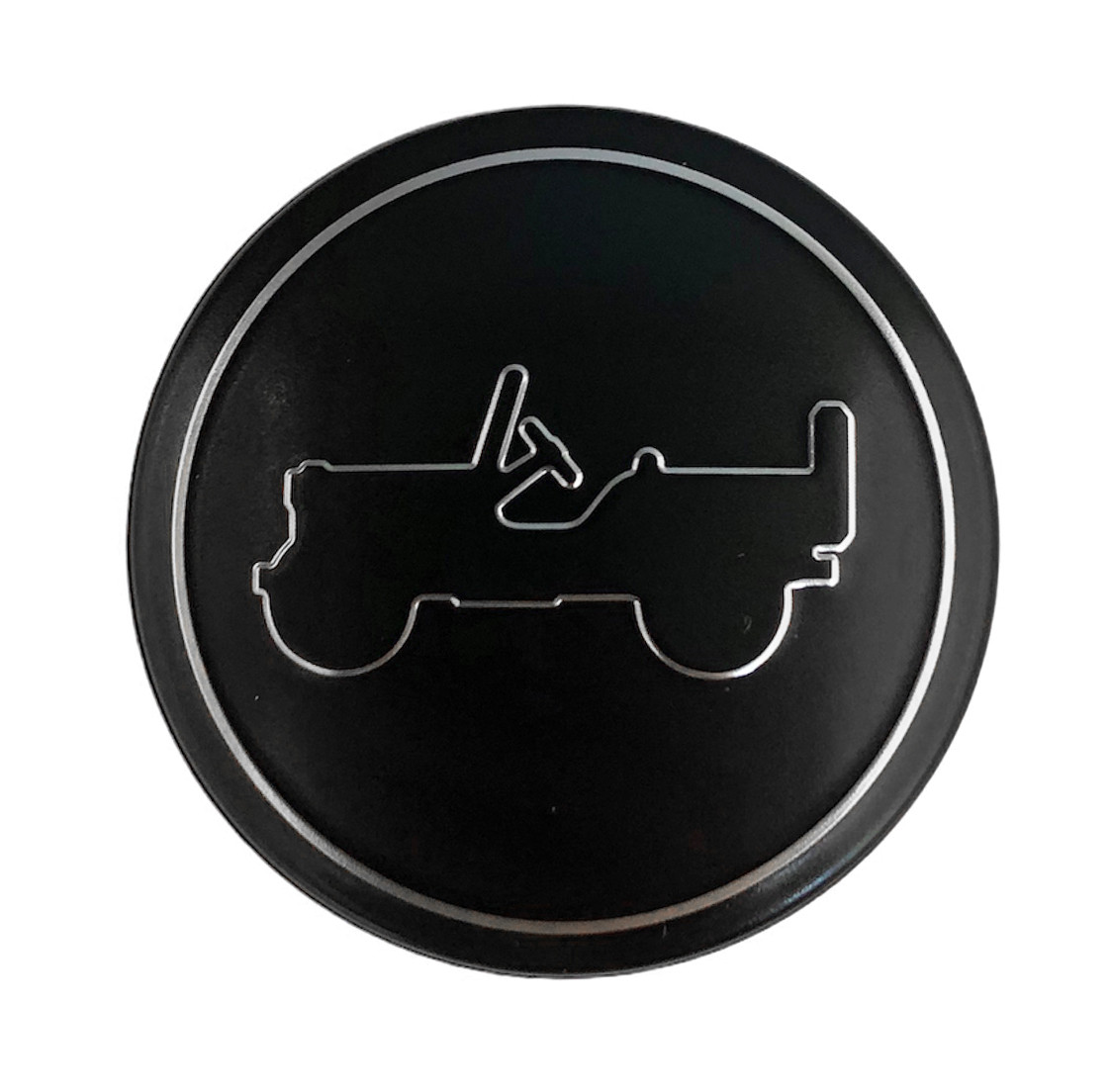 Mopar Black Center Cap with Silver Jeep Outline for the 2018-2025