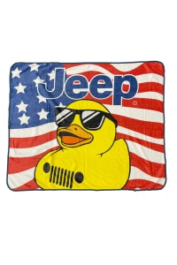 License 2 Play American Flag Jeep Duck Throw Blanket