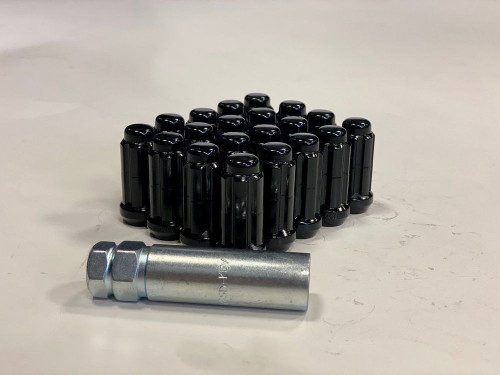 Gorilla Automotive Black 14mm x 1.50 Spline Style Lug Nuts with Lock kit for 2011-2022 Grand Cherokee WK2, 2021-2026 3-Row Grand Cherokee L, 2022-2026 2-Row Grand Cherokee WL and 2020-2026 Gladiator JT with Aftermarket Style Wheels (set of 20)