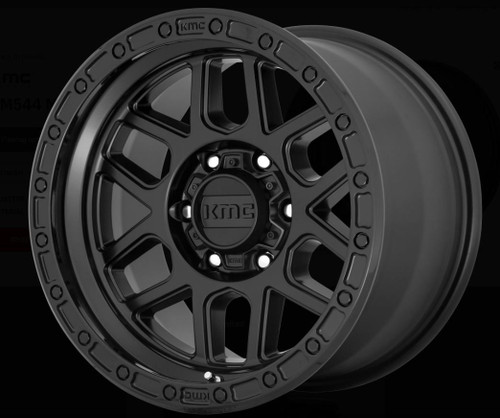 KMC Wheels KM544 Mesa Wheel in Satin Black with a Gloss Black Lip for 2007-2018 Wrangler JK, 2018-2021 Wrangler JL, and 2020 Gladiator JT